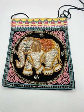 Embroidered Elephant Crossbody Indian Style Festive Boho Bag Vintage